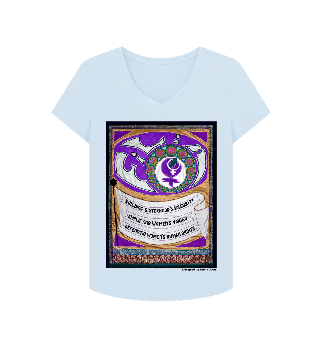 Sky Blue FiLiA Banner - Womens V Neck Tshirt