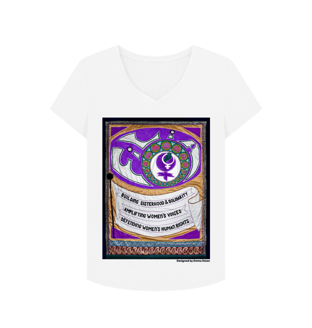 White FiLiA Banner - Womens V Neck Tshirt