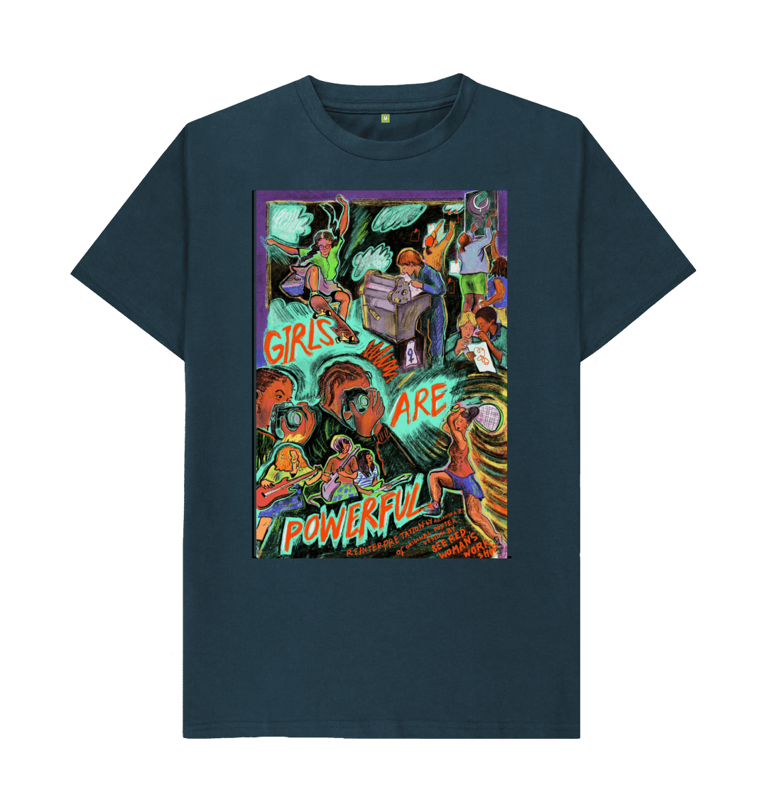 Denim Blue Alejandra Zamudio 'Girls are Powerful' Unisex Style T-Shirt