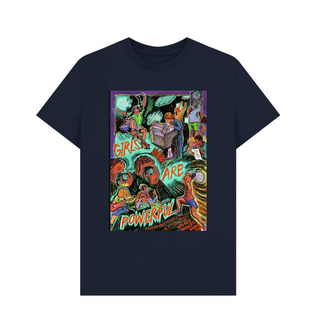 Navy Blue Alejandra Zamudio 'Girls are Powerful' Unisex Style T-Shirt