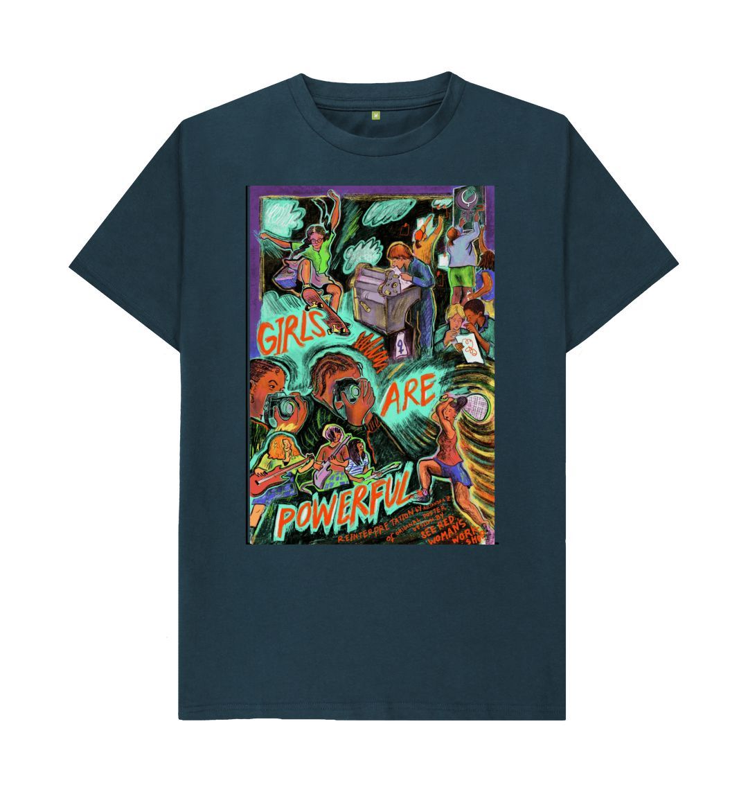 Denim Blue Alejandra Zamudio 'Girls are Powerful' Men's Style T-Shirt