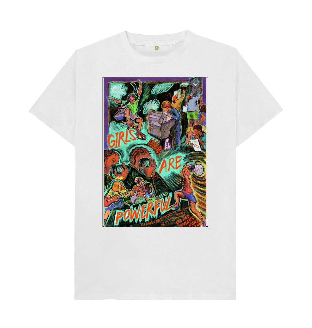 White Alejandra Zamudio 'Girls are Powerful' Men's Style T-Shirt