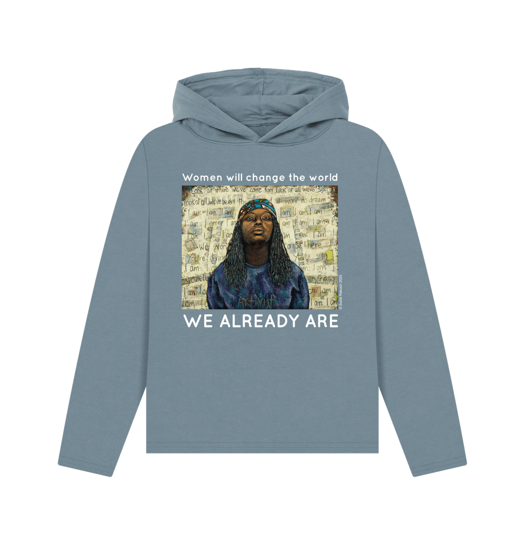 Stone Blue Printed Hoody Front