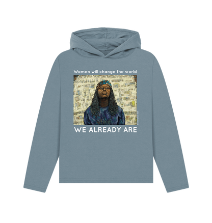 Stone Blue Printed Hoody Front